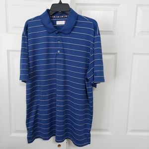Men's Ben Hogan Performance Polo Short Sleeve Blue Striped Shirt